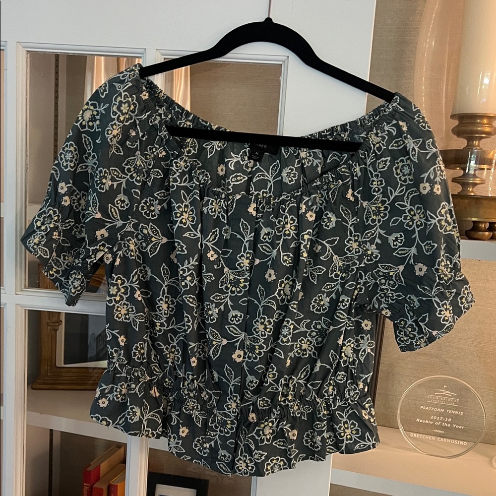 Floral Off-Shoulder Top - Black and White